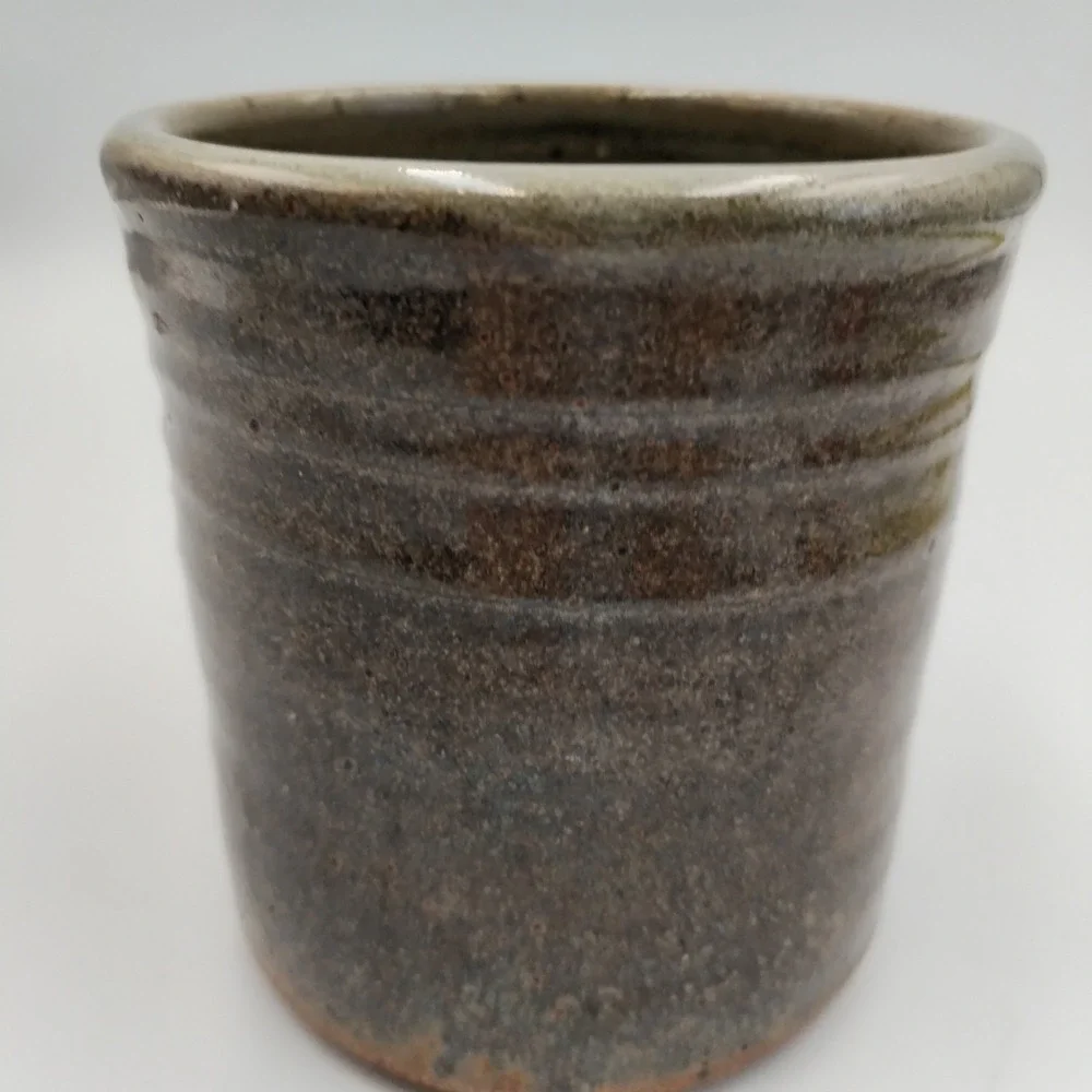 Vintage 1989 Signed Studio Pottery Tumbler Trident Mark PS 89 Stoneware Cup 4